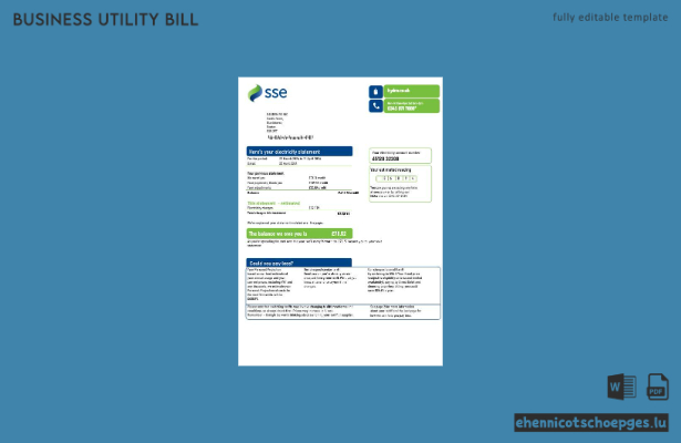 Beispielvorschau der Geschäftskundenrechnung von SSE Energy im Vereinigten Königreich, Version 3